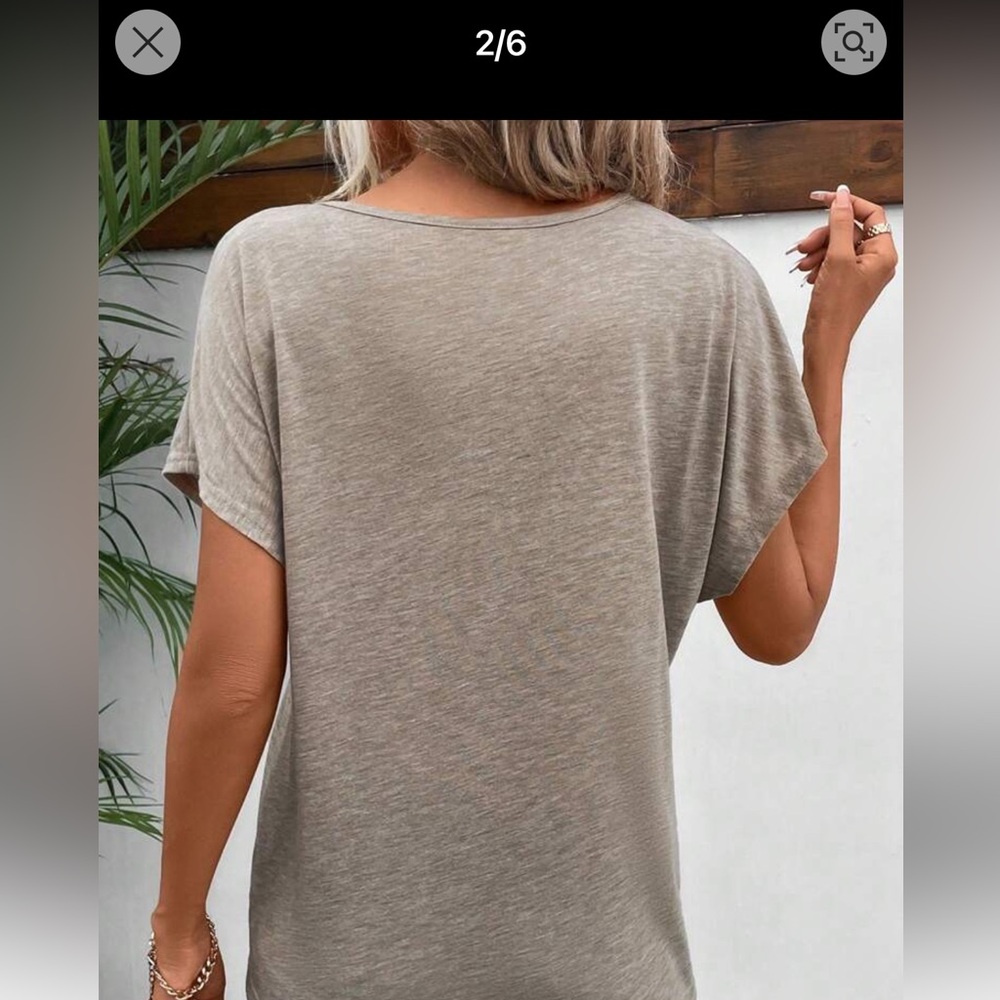 Casual V-Neck Beige Top - Picture 2 of 5